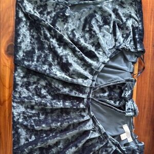 Blue/Gray velvet shirt with Ruched Tie back